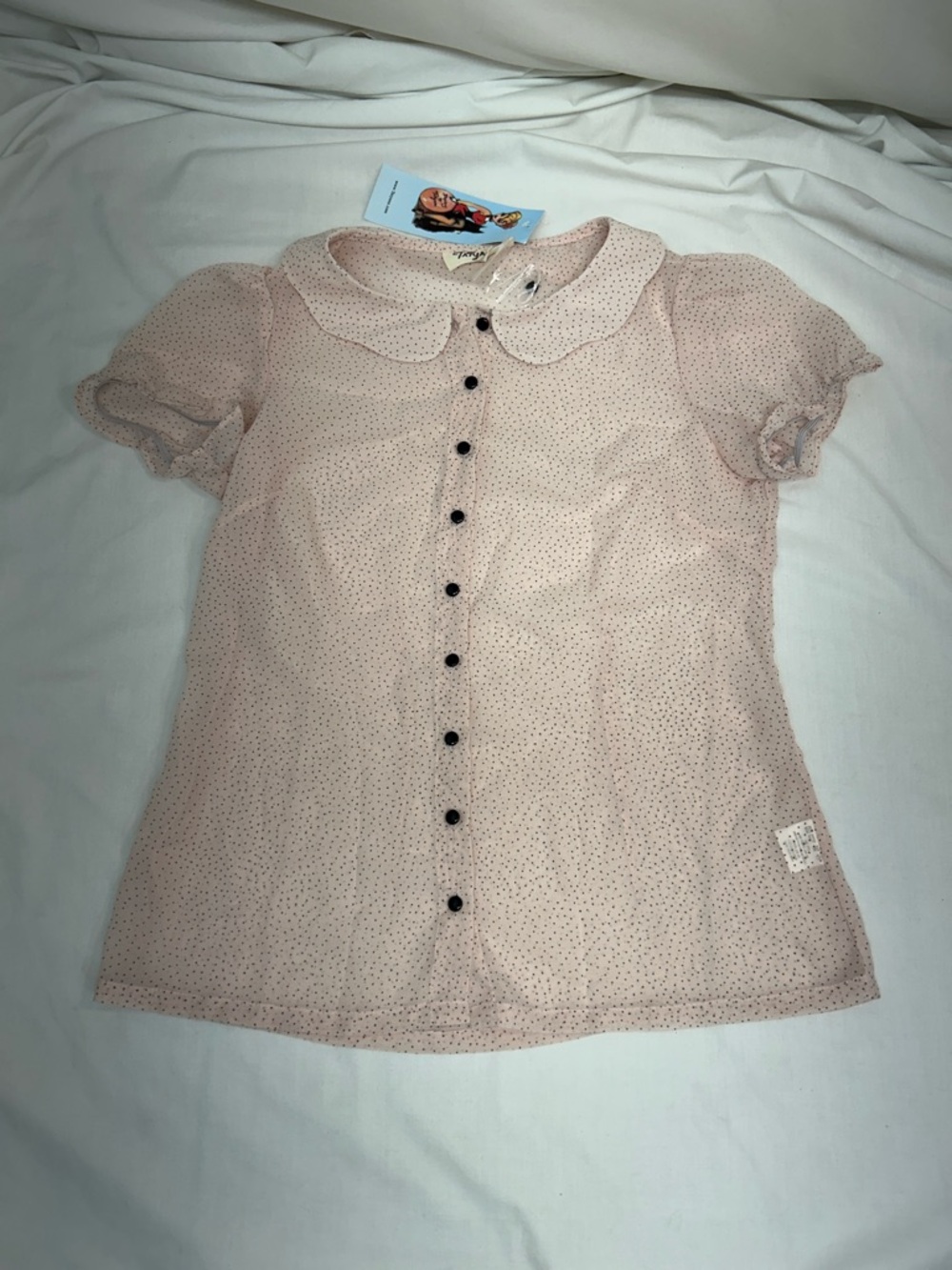 Women's Pink Dot Peter Pan Collar Blouse
